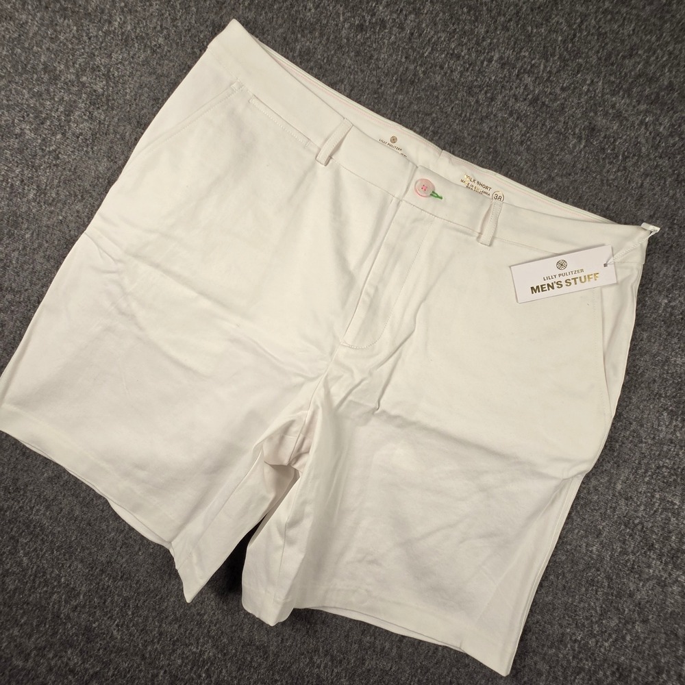 Lilly Pulitzer Volk Shorts Mens 38 Resort White Comfort Stretch Designer NWT